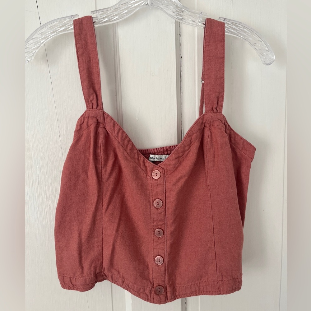 Abercrombie & Fitch Button-Front Tank Top in Rust